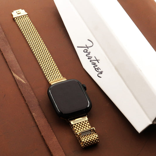 Forstner Komfit コムフィット "JB" メッシュブレスレット Apple Watch アップルウォッチ（ゴールド）